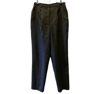 Vintage Wool Trousers High Waisted Pleated Pants Lined Charcoal Grey Size 8